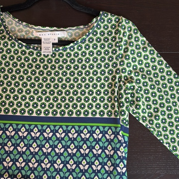 Max Studio Floral Patterned slip on three quarter sleeve dress size S - Picture 5 of 8